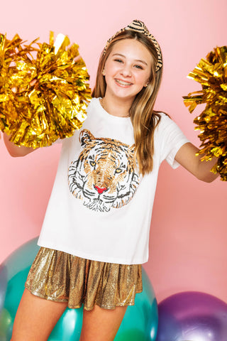 QUEEN OF SPARKLES-KIDS-WHITE TIGER HEAD TOP