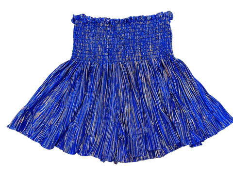QUEEN OF SPARKLES-KIDS ROYAL/GOLD PLEAT SWING SHORTS