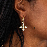 EARRINGS-AURORA HOOP W/ DOUBLE SIDE CHARM ABA/MOP