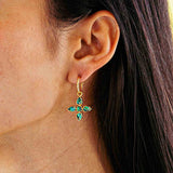EARRINGS-AURORA HOOP W/ DOUBLE SIDE CHARM ABA/MOP