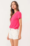 ANOTHER LOVE-TOP-ASHTON S/S V-NECK HIBISCUS