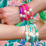 BRACELET-GIGI BAROQUE PEARL SILICONE TEAL