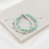 BE STILL 3 ROW BRACELET-SILVER-AMAZONITE