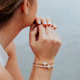 BRACELET-LENT LIVING CROSS-SILVER/WHITE HOWLITE