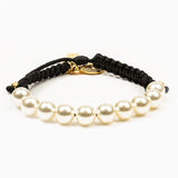 RADIANT PEARL BRACELET-BLACK/WHITE PEARLS/GOLD