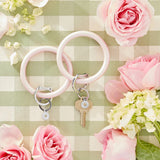 BIG O KEY RING-SILICONE-ROSE' PEARLIZED