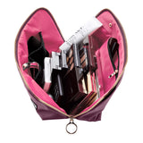SIGNATURE MAKEUP BAG-PLUM/DUSTY ROSE INTERIOR