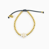 BRACELET-LENT LIVING CROSS-GOLD/WHITE HOWLITE