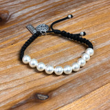 RADIANT PEARL BRACELET-BLACK/WHITE PEARLS/SILVER