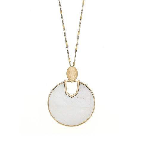 NECKLACE-GENOA PENDANT IN  MOTHER OF PEARL SHELL