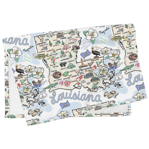 LOUISIANA MAP TEA TOWEL