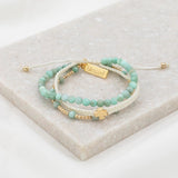 BE STILL 3 ROW BRACELETS -GOLD-AMAZONITE