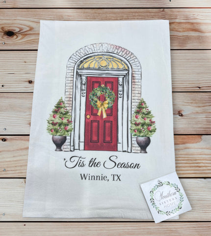 TOWEL-CHRISTMAS  DOOR-WINNIE, TX