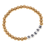 BRACELET-BLOCKED LETTER BALL GOLD STRETCH-DREAM