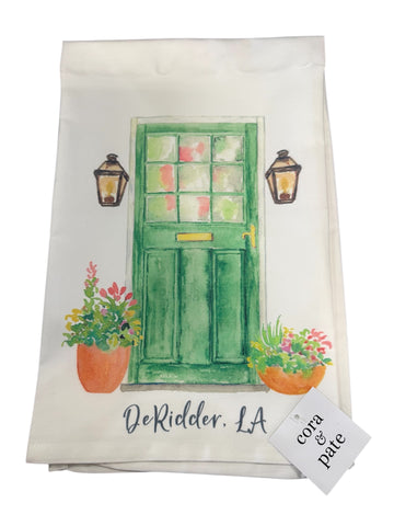 TOWEL-HOMETOWN FRONT DOOR GREEN-DERIDDER LA