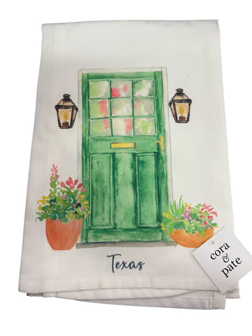 TOWEL-HOMETOWN FRONT DOOR GREEN-TEXAS