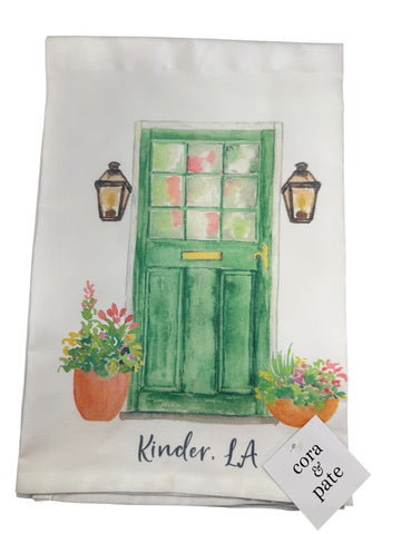TOWEL-HOMETOWN FRONT DOOR GREEN-KINDER LA