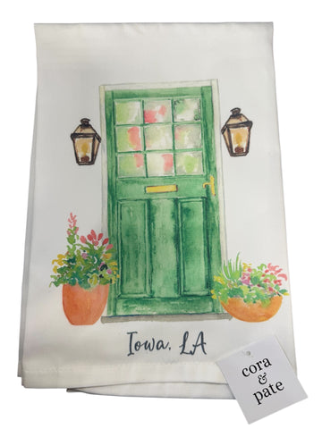 TOWEL-HOMETOWN FRONT DOOR GREEN-IOWA LA