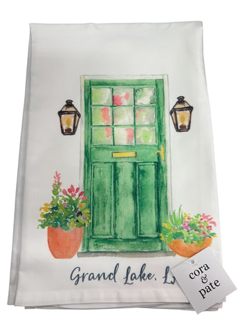 TOWEL-HOMETOWN FRONT DOOR GREEN-GRANDLAKE LA