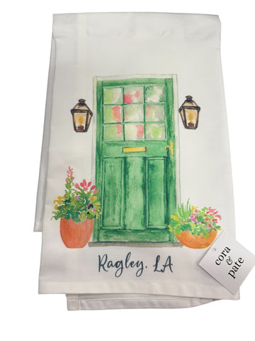 TOWEL-HOMETOWN FRONT DOOR GREEN-RAGLEY LA