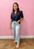 THML TOP SHORT SLEEVE V-NECK NAVY