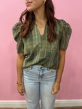 THML TOP SHORT SLEEVE GINGHAM VE
