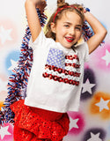 QOS-KIDS-WHITE AMERICAN FLAG TEE