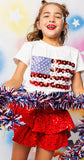 QOS-KIDS-WHITE AMERICAN FLAG TEE