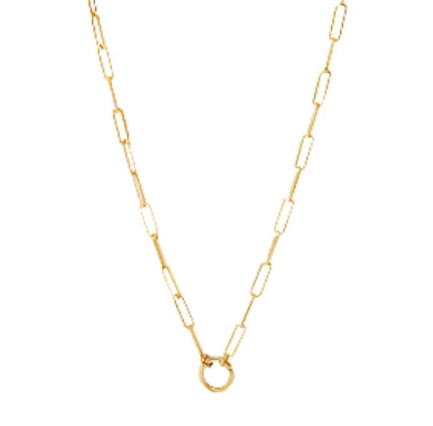 NECKLCE-PAPERCLIP CHARM CHAIN GOLD