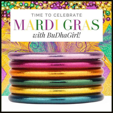 BUDHAGIRL BANGLES-MARDI GRAS 2025 SET/6