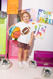 QUEEN OF SPARKLES-KIDS GOLD FOOTBALL WHITE TEE