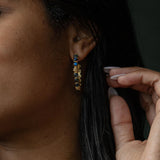 EARRINGS-BERRY GEM MEDIUM HOOP-BLUE