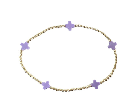 BRAC-SIGNATURE CROSS SM GOLD PATTERN 2MM-PURPLE