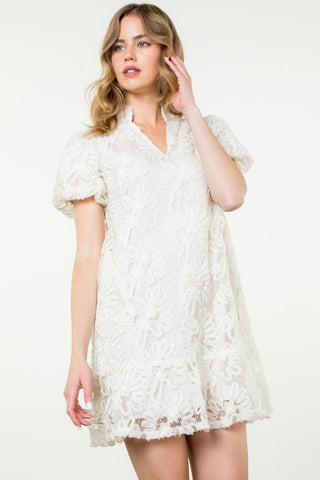 THML DRESS-DETAILED MESH PUFF SLEEVE CREAM AccessoryZoneLC THML DRESS-DETAILED MESH PUFF SLEEVE CREAM AccessoryZoneLC