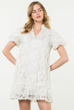 THML DRESS-DETAILED MESH PUFF SLEEVE CREAM