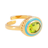 BUDHAGIRL RING-GALAXY-PERIDOT/TURQOISE