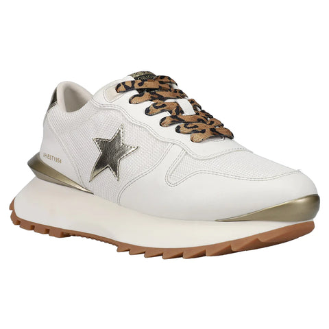 MAJOR-FOOTWEAR GOLD CHROME LEOPARD LACED WHITE WEDGED