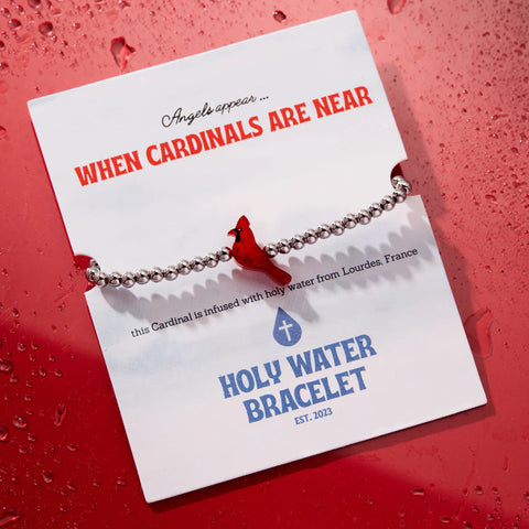 BRACELET-HOLY WATER RED CARDINAL SILVER