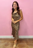 THML DRESS TIE STRAP CHEETAH PRINT MIDI T