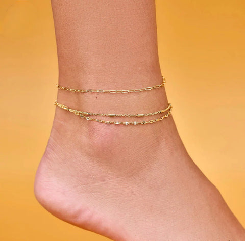 PURAVIDA ANKLETS-OURO CHAIN GOLD