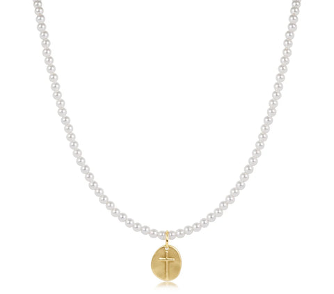 17"NECK CHOKER CLASSIC PEARL 3MM BEAD- INSPIRE SM GLD CHARM