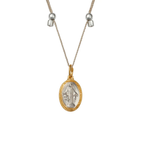 NECKLACE-HIGHER POWER-SAINT MICHAEL TWO TONE ON SILVER