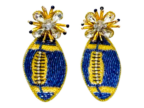 EARRINGS-WS FOOTBALL BURST BLUE AND GOLD