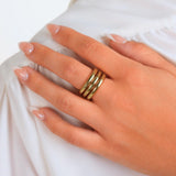 BUDHAGIRL RINGS-AURA SET/3 GOLD