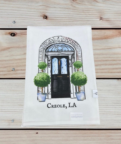 TOWEL-HOMETOWN FRONT DOOR BLACK-CREOLE,LA