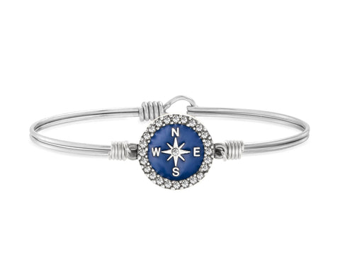 CRYSTAL PAVE COMPASS BANGLE BLUE SILVER