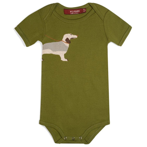 ORGANIC APPLIQUÉ ONE PIECE GREEN DOG