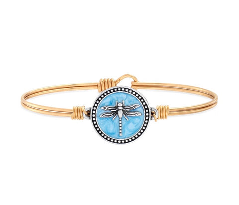 DRAGONFLY BANGLE WITH PEARLIZED BLUE BRASS