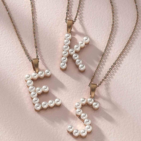 NECKLACE-FALLON PEARL INITIAL IVORY