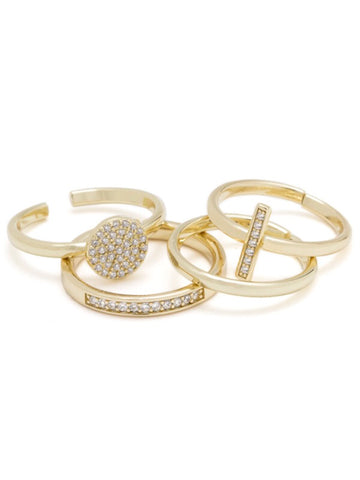 PAVE PEACE RING PACK-GOLD CZ/14K, ADJUSTABLE